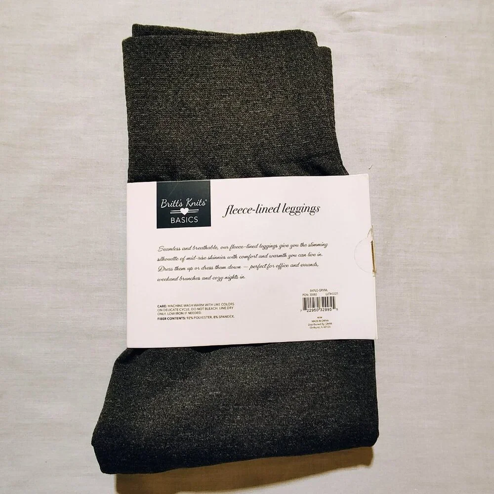 Britt's Knits Basics Women's M/L Fleece-Lined Leggings NWT‎